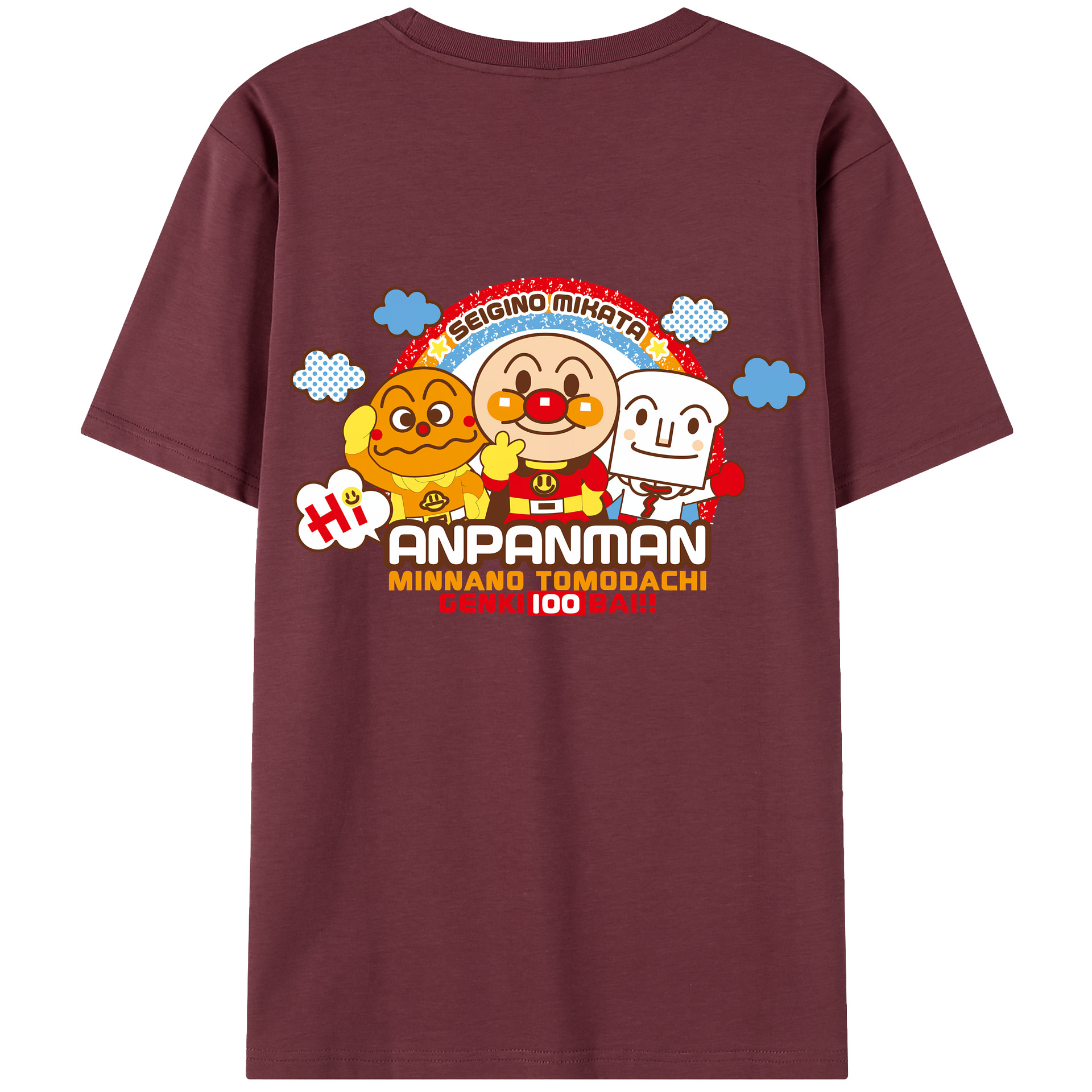 （画像用） アンパンマン Anpanman 綿100％半袖Tシャツ（背面プリント）